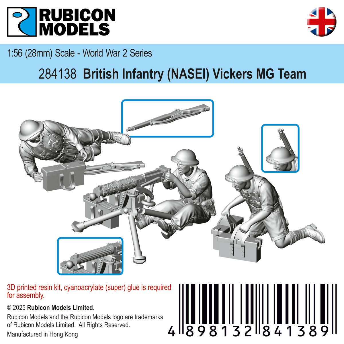 284138 -British Infantry (NASEI) Vickers MG Team – Rubicon Models