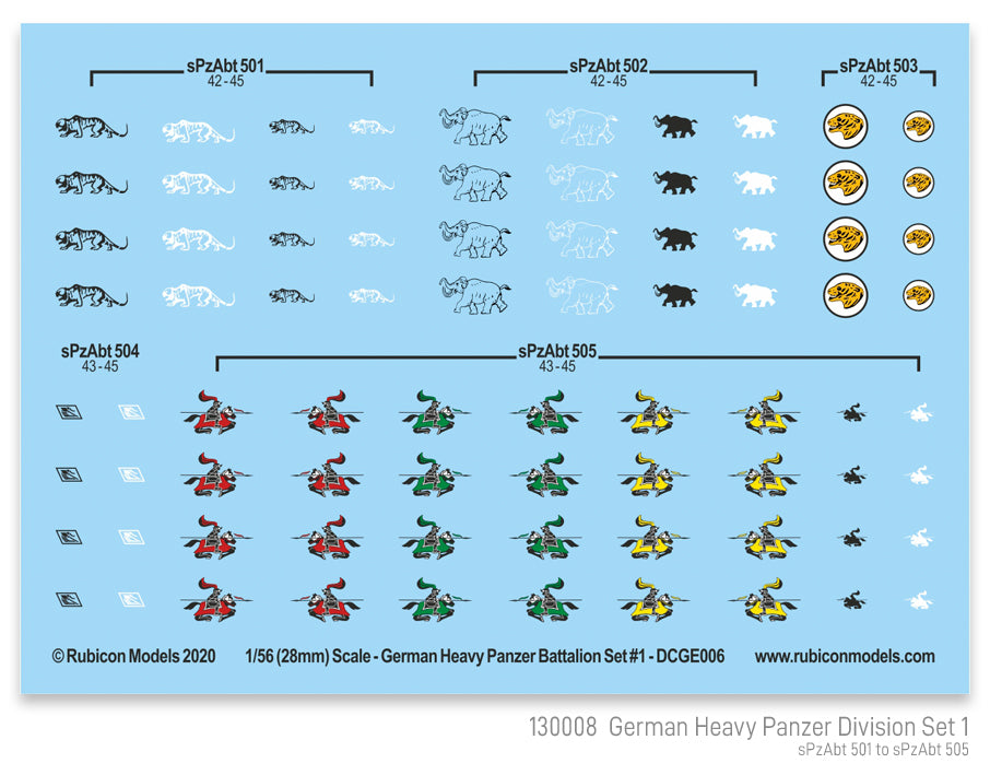 130008 - German Heavy Panzer Battalion Set 1 Decal Sheet – Rubicon ...