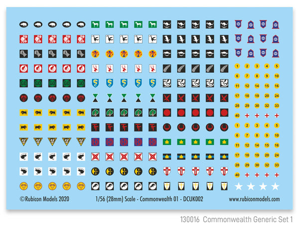 130016 - Commonwealth Generic Set 1 Decal Sheet