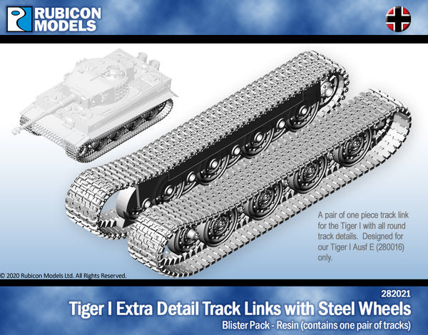 282021 - Tiger I Extra Detail Track Link with Steel Wheels - Resin