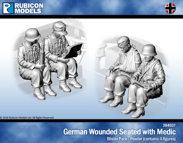 284037 - German Wounded Seated with Medic - Pewter